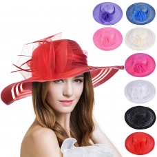 Mujers Floral Polyester Feather Kentucky Derby Cap Wedding Church Sun Hat A340  eb-11380840